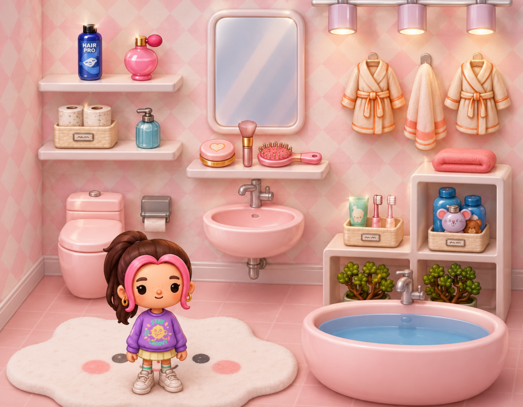 Toca Boca Pink Groovy Bathroom Ideas 💖🛁✨ | Aesthetic Bathroom Design in Toca Boca
