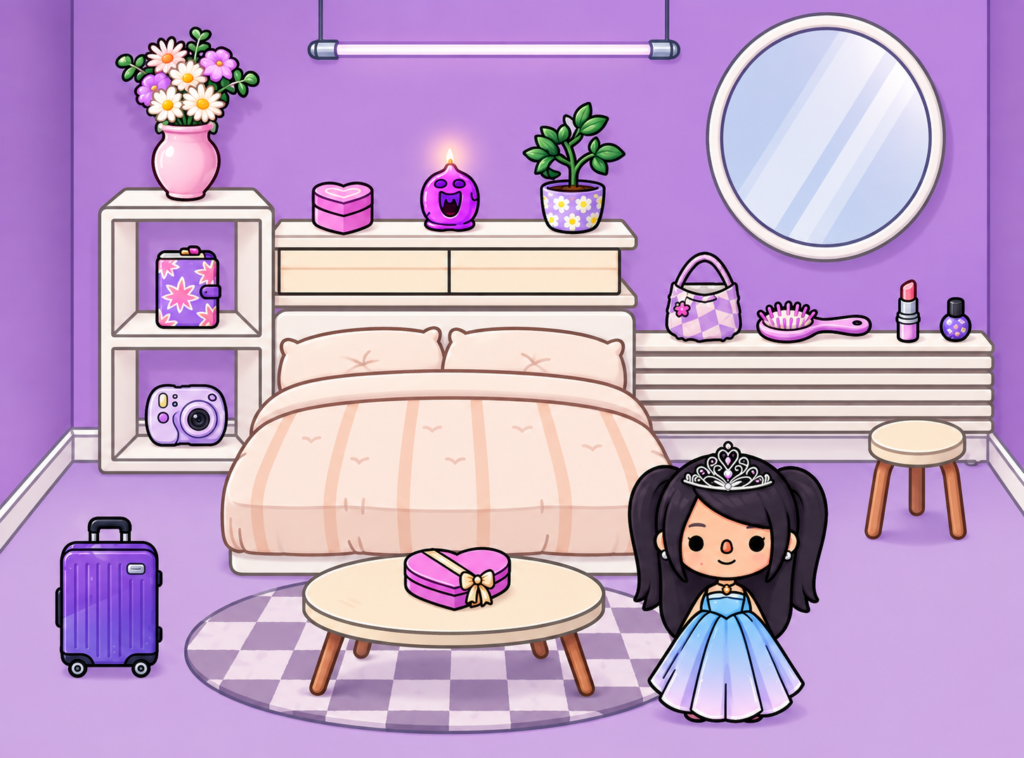 Toca Boca Pastel Purple Princess Bedroom Ideas 👑💜✨ | Toca Boca Free House Ideas