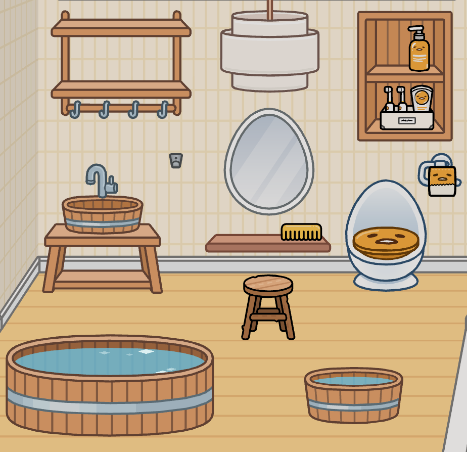 Arranging bathroom furniture and accessories for a Toca Boca cozy bathroom