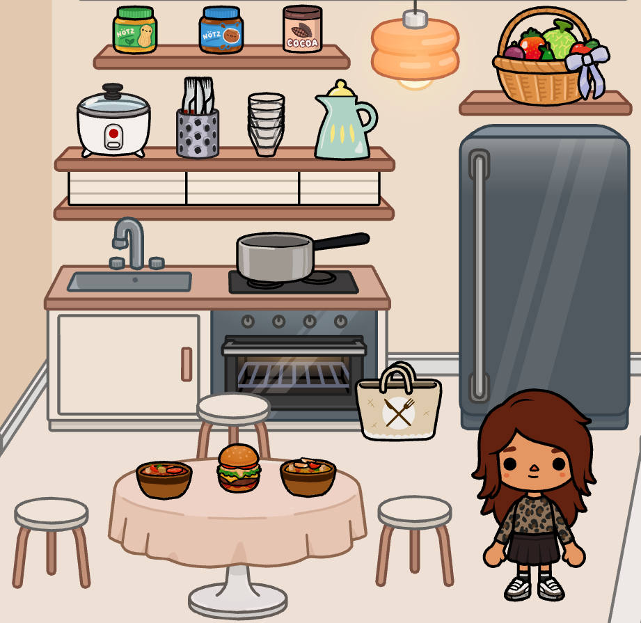 Completed aesthetic kitchen design in Toca Boca World