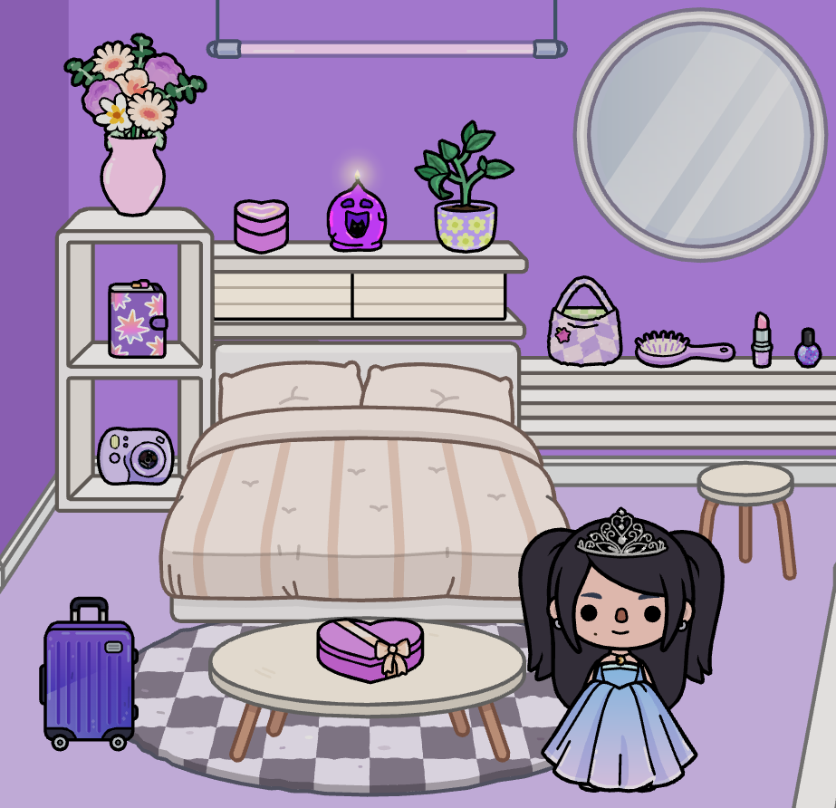 Finished Toca Boca pastel purple princess bedroom makeover