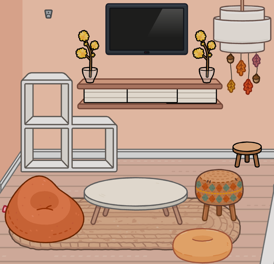 Arrange furniture for a Toca Boca cozy autumn house