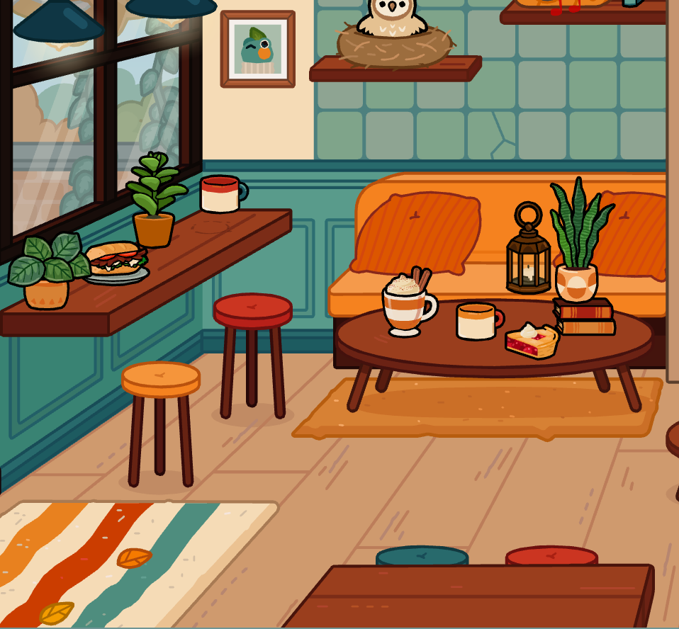 Collect autumn decorations and food from Morning Meadows in Toca Boca World
