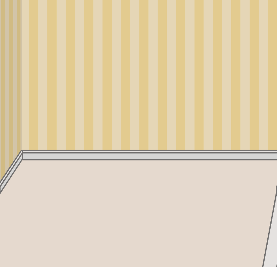 Yellow striped wallpaper and plain flooring for a cozy chibi bedroom in Toca Boca