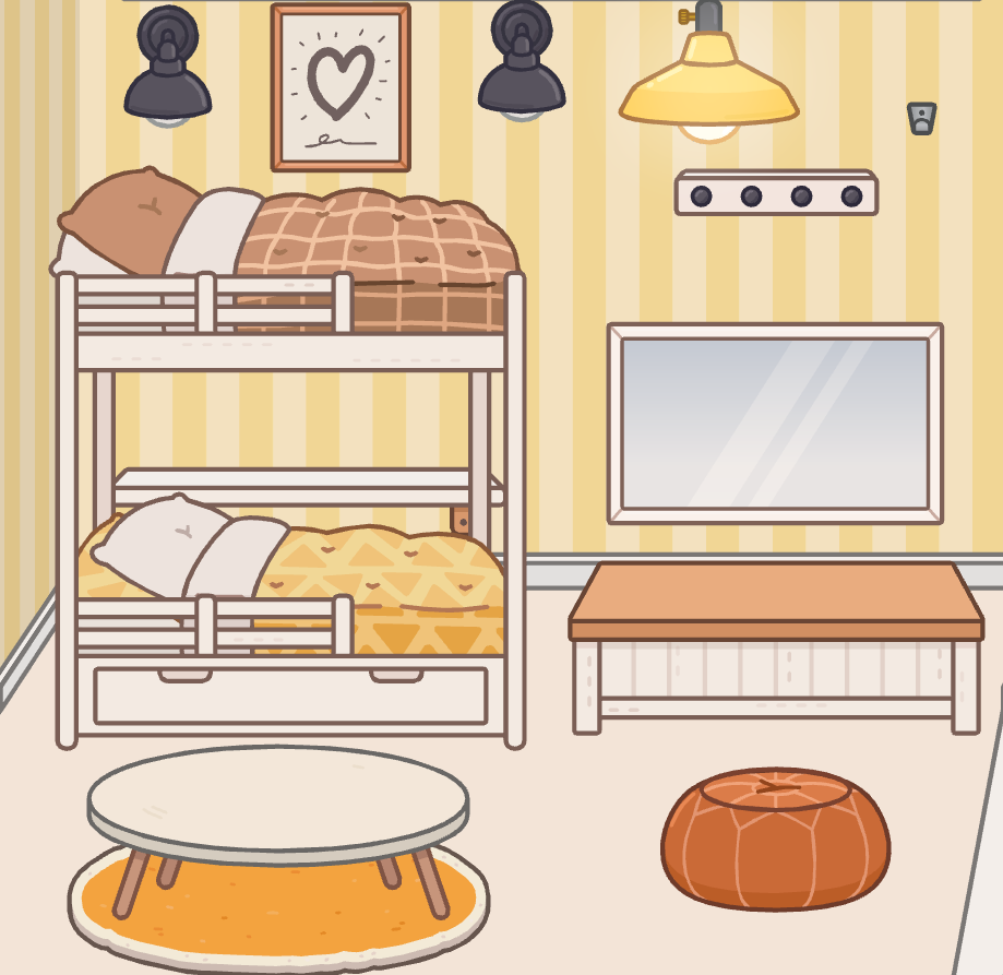 Arranging furniture for a cozy chibi bedroom makeover in Toca Boca