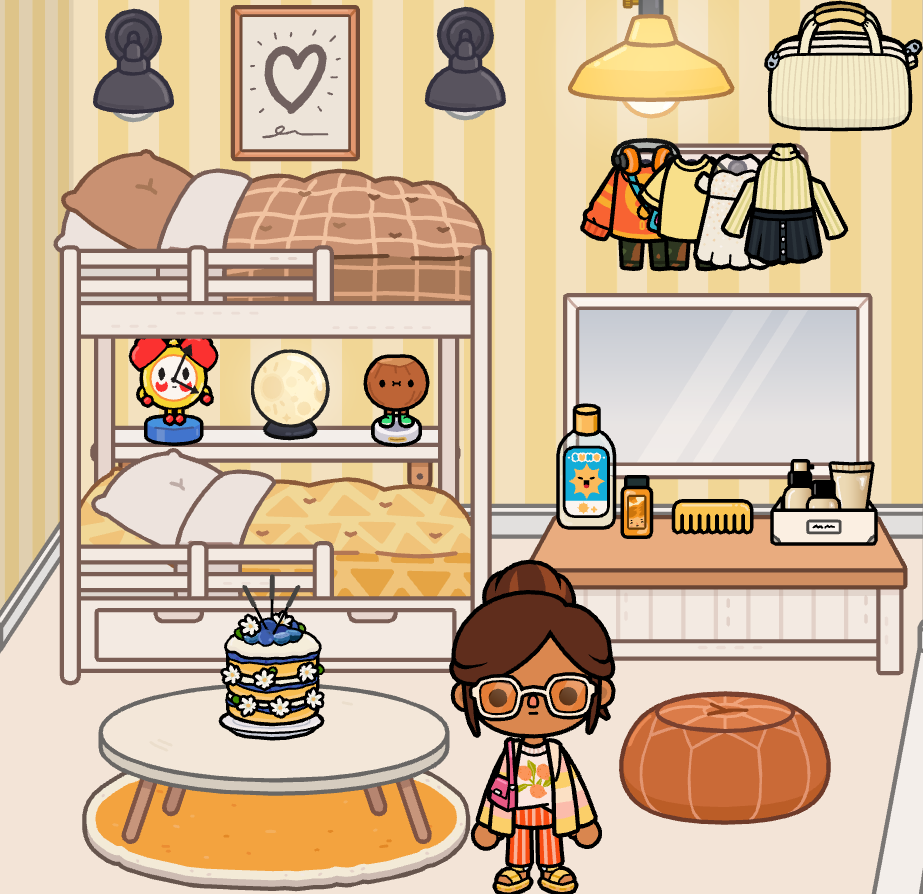 Finished cozy chibi bedroom makeover in Toca Boca World
